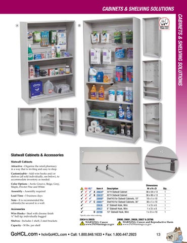 Health Care Logistics 家具目录 · Cabinets × 层架 Solutions 第 13 页