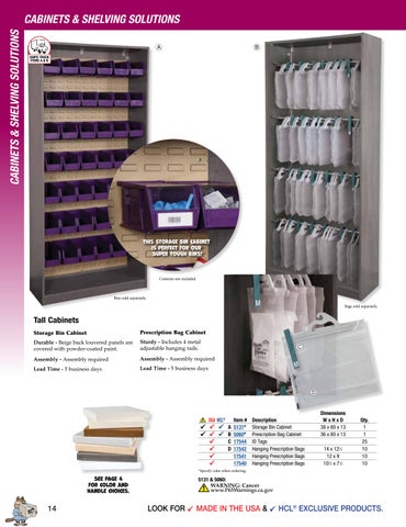 Health Care Logistics 家具目录 · Cabinets × 层架 Solutions 第 14 页