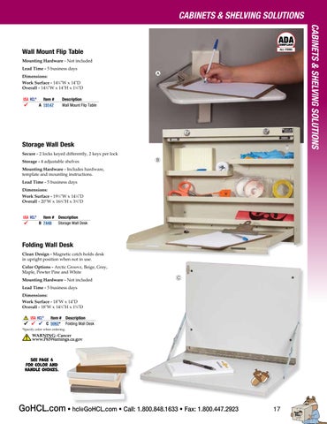 Health Care Logistics 家具目录 · Cabinets × 层架 Solutions 第 17 页
