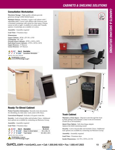 Health Care Logistics 家具目录 · Cabinets × 层架 Solutions 第 19 页