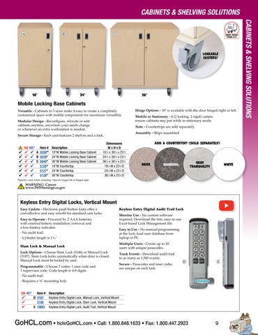 Health Care Logistics 家具目录 · Cabinets × 层架 Solutions 第 9 页