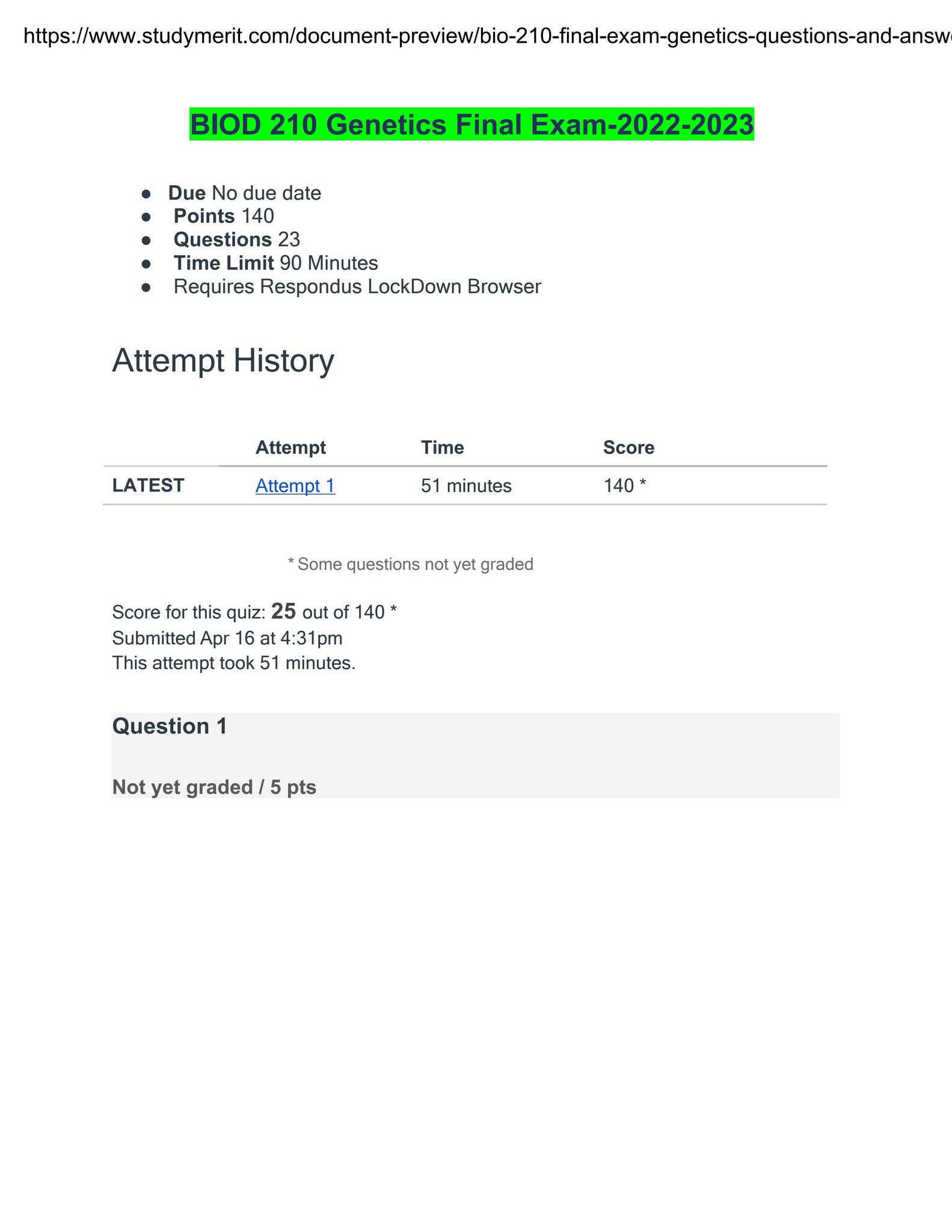 BIO 210 final exam genetics | Questions and Answers 100% Verified ...