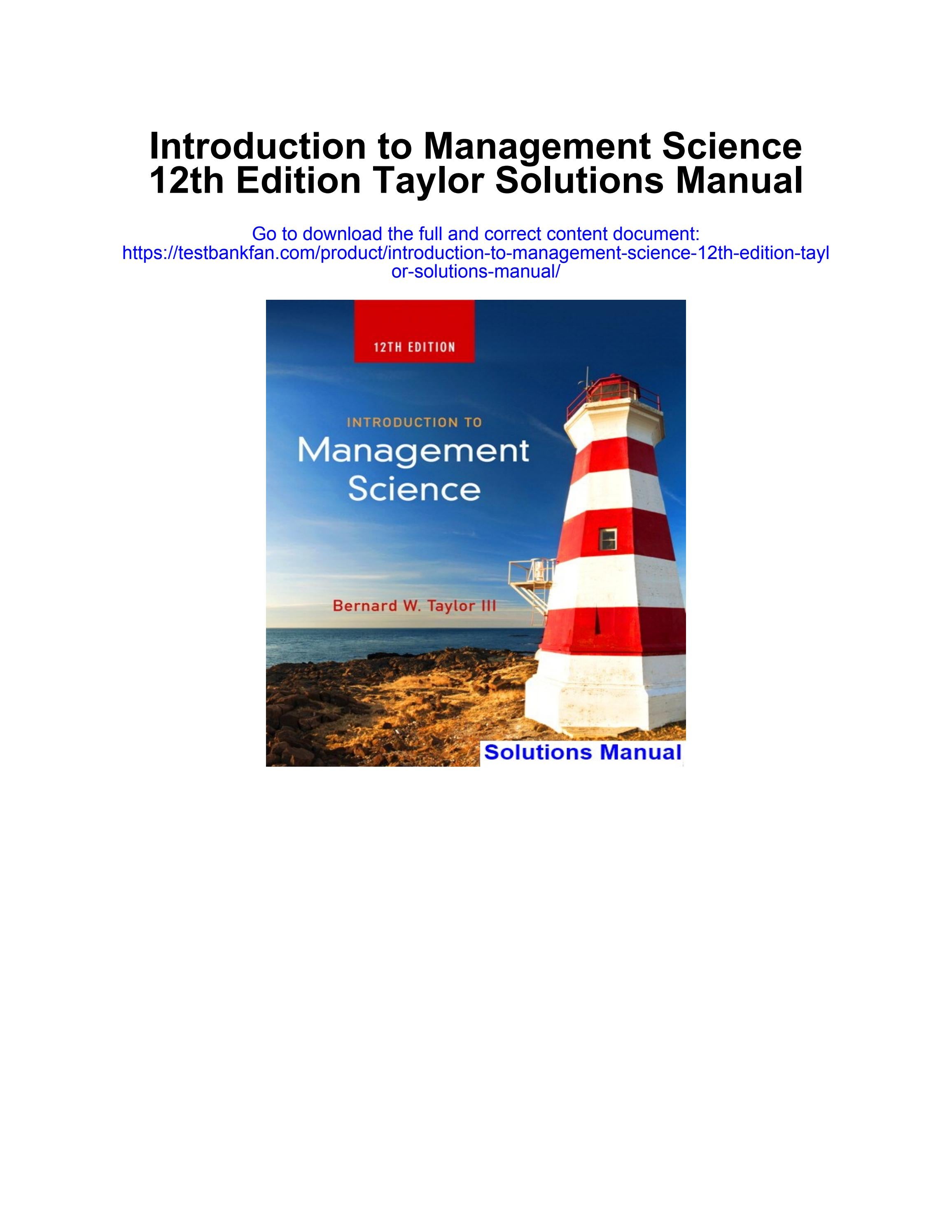 Download pdf Introduction to management science 12th edition taylor ...