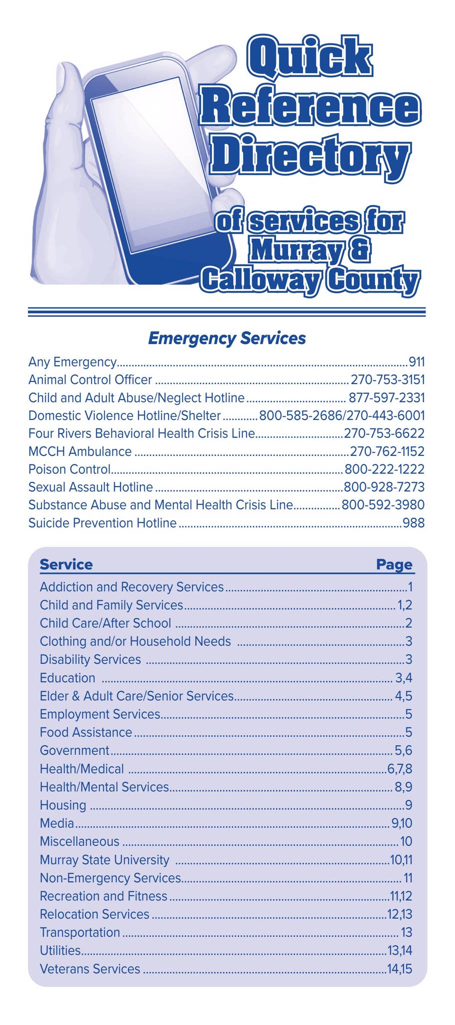 Quick Reference Directory of Services for Murray Calloway County by ...