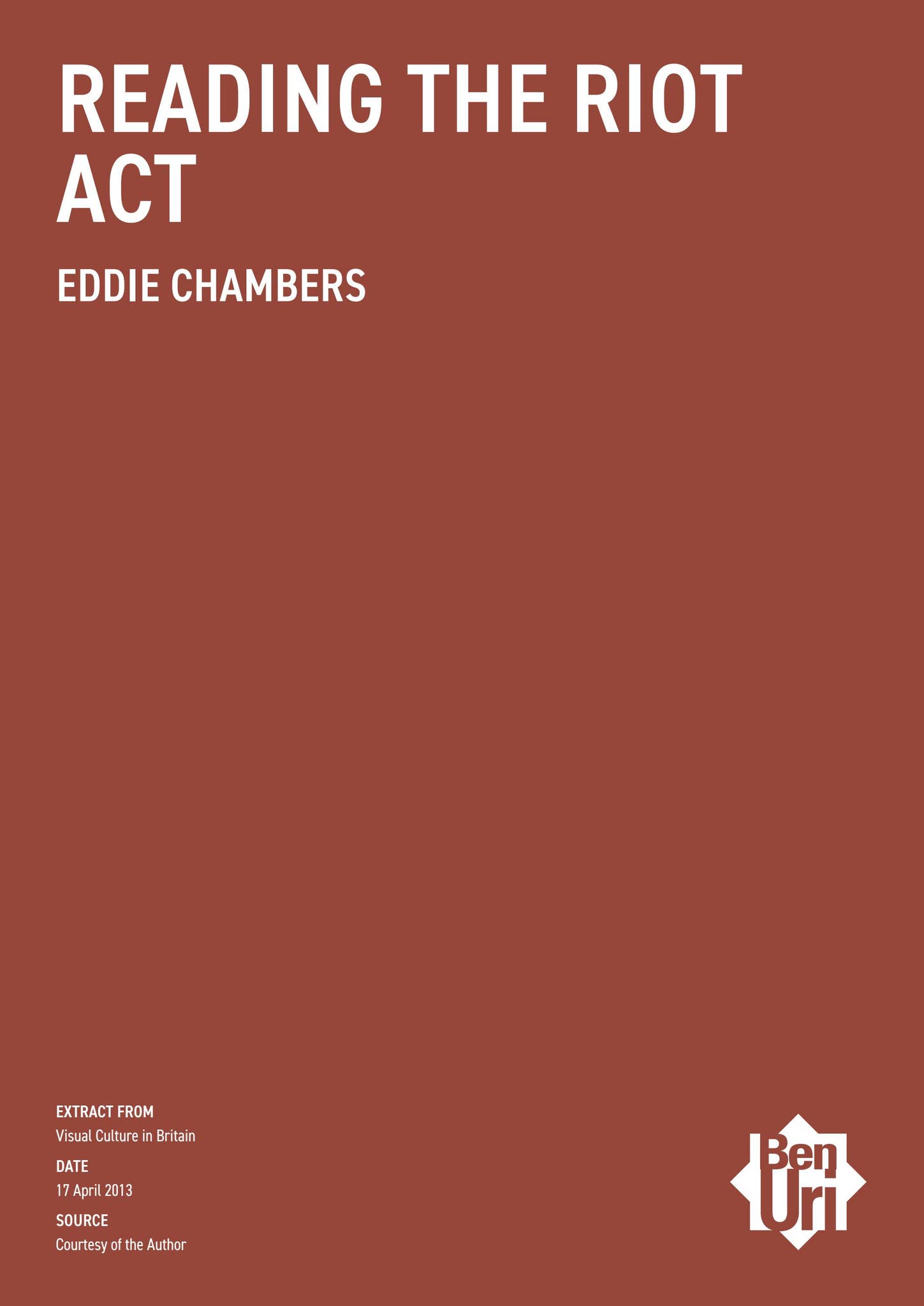 Reading the Riot by Eddie Chambers by Ben Uri Research Unit - Issuu