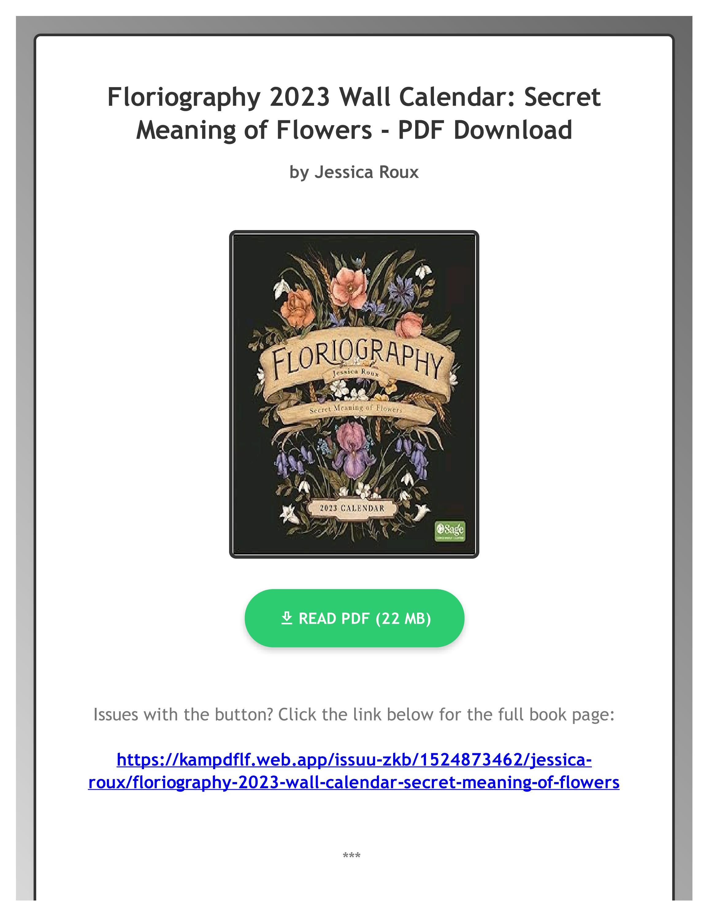 (Free PDF) Floriography 2023 Wall Calendar Secret Meaning of Flowers