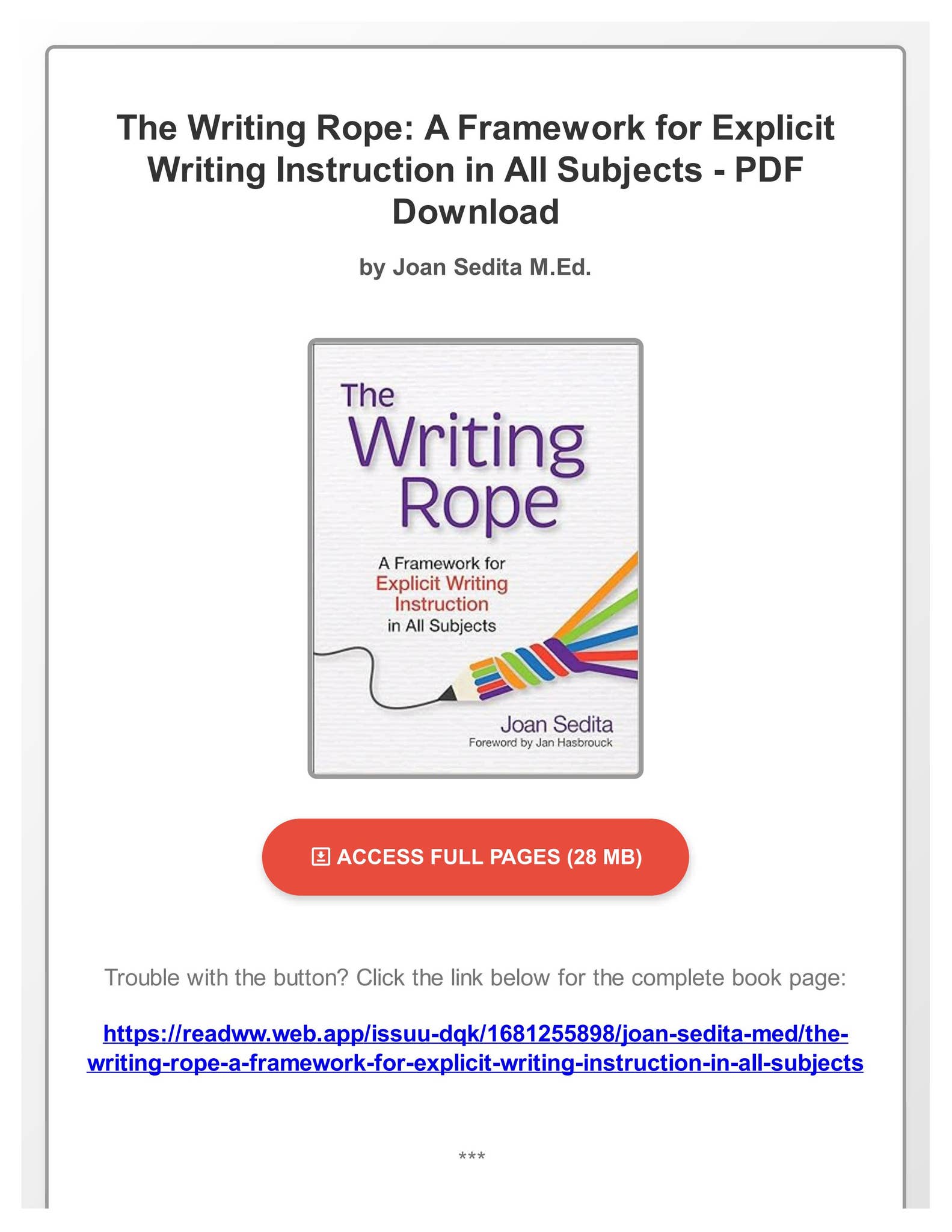Ebook PDF The Writing Rope A Framework for Explicit Writing