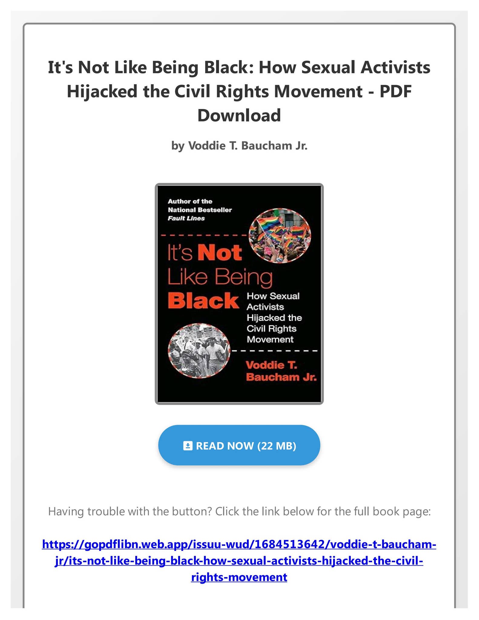 Vodd Ebook PDF It's Not Like Being Black: How Sexual Activists Hijacked the ...
