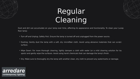 arredare_ 灯饰目录 · Luceplan 落地灯 | Maintenance and Care Tips | Arredare 第 3 页
