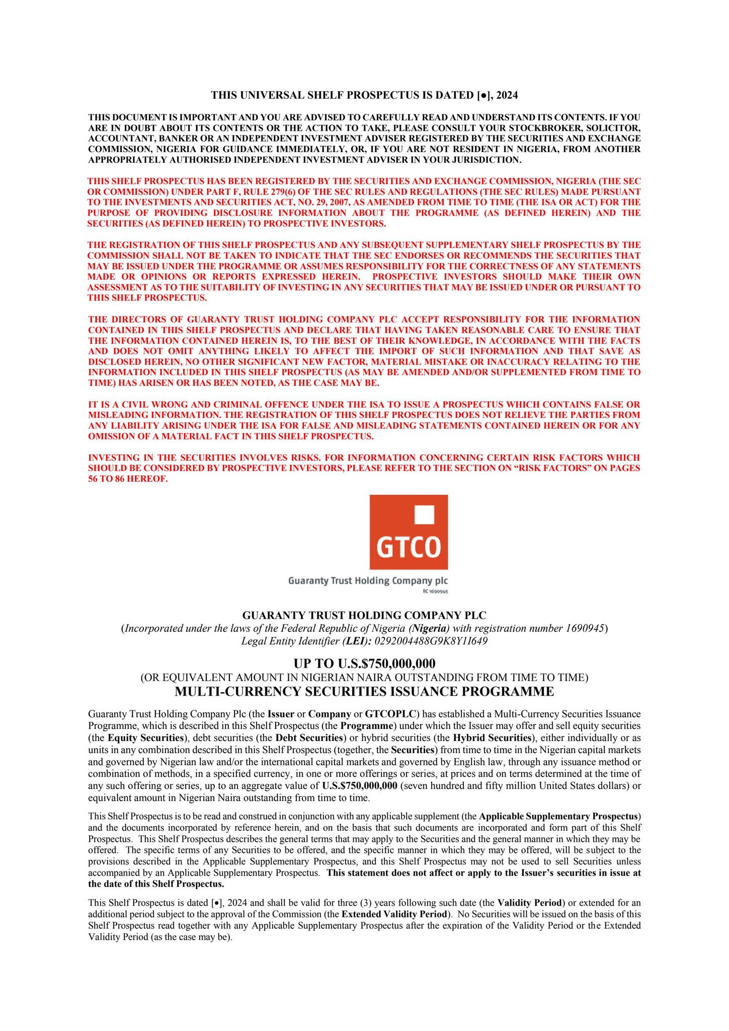 Universal Shelf Prospectus June 2024 by GTCO Plc - Issuu