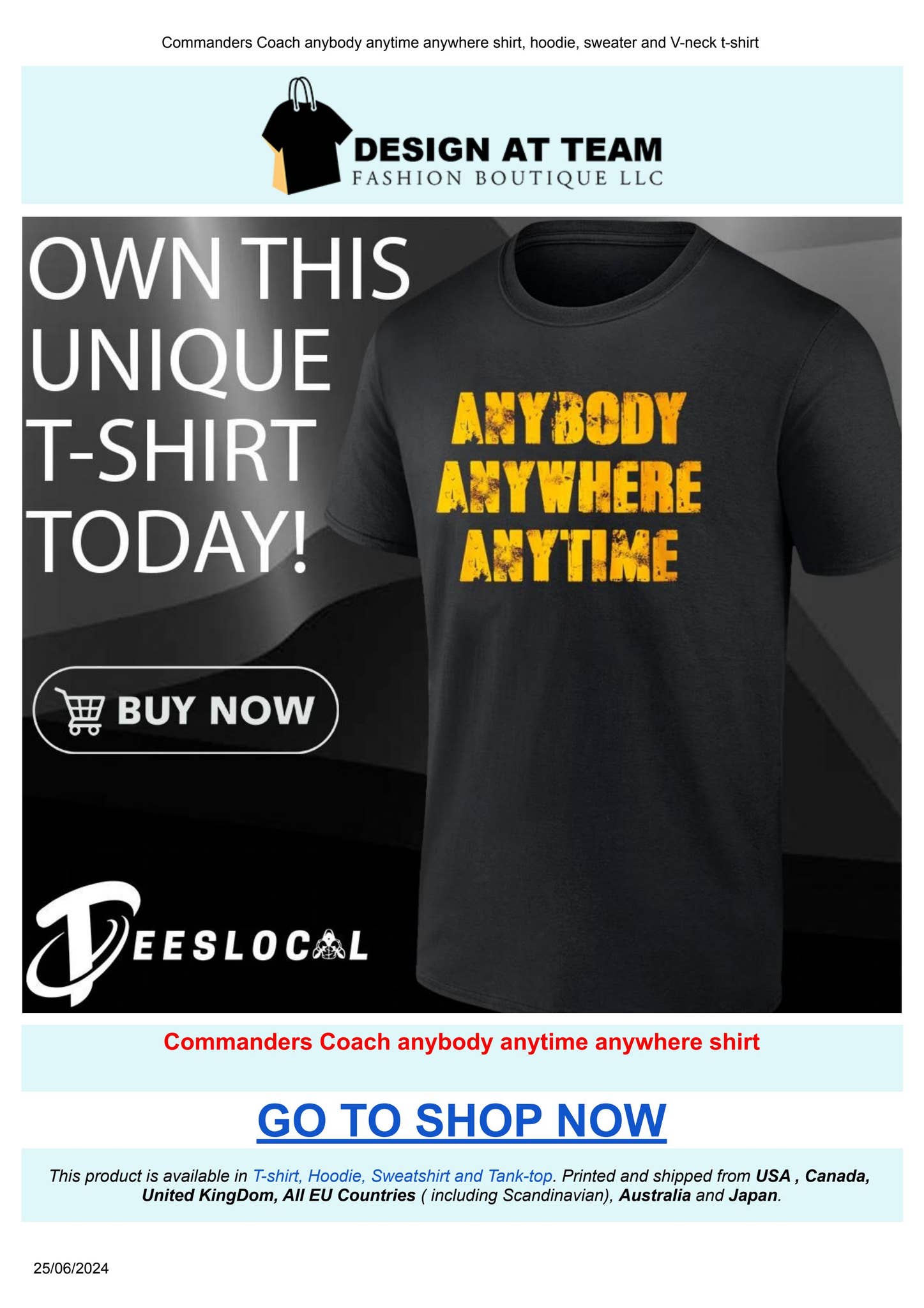 Commanders Coach anybody anytime anywhere shirt by Design AT Shop - Issuu