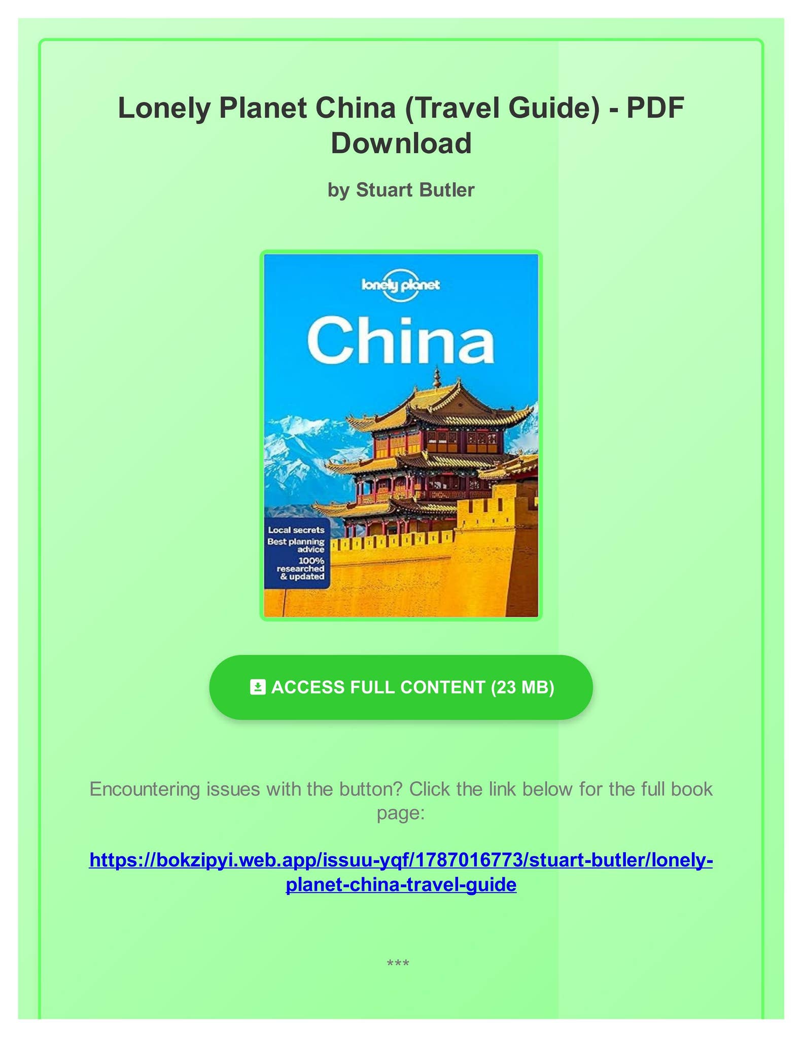 Epub Lonely Planet China (Travel Guide) by Stuart Butler by