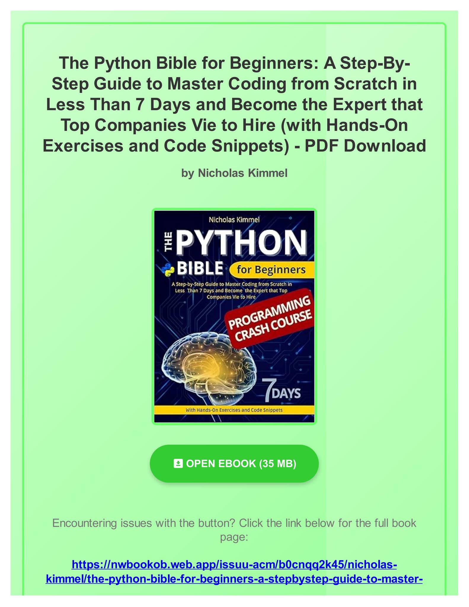 Download The Python Bible for Beginners: A Step-By-Step Guide to Master ...