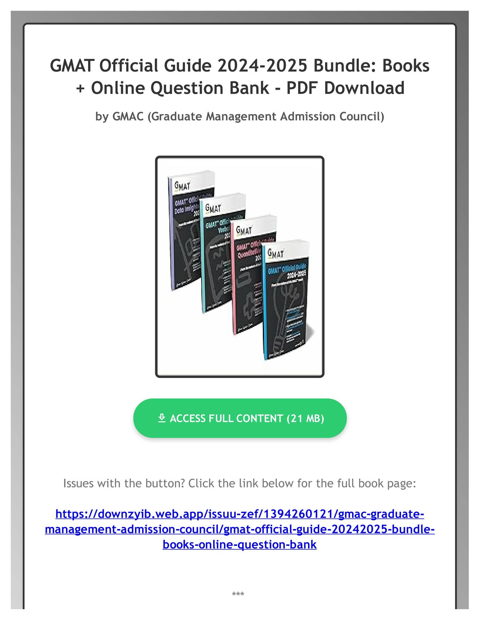 EBOOK) GMAT Official Guide 2024-2025 Bundle: Books + Online