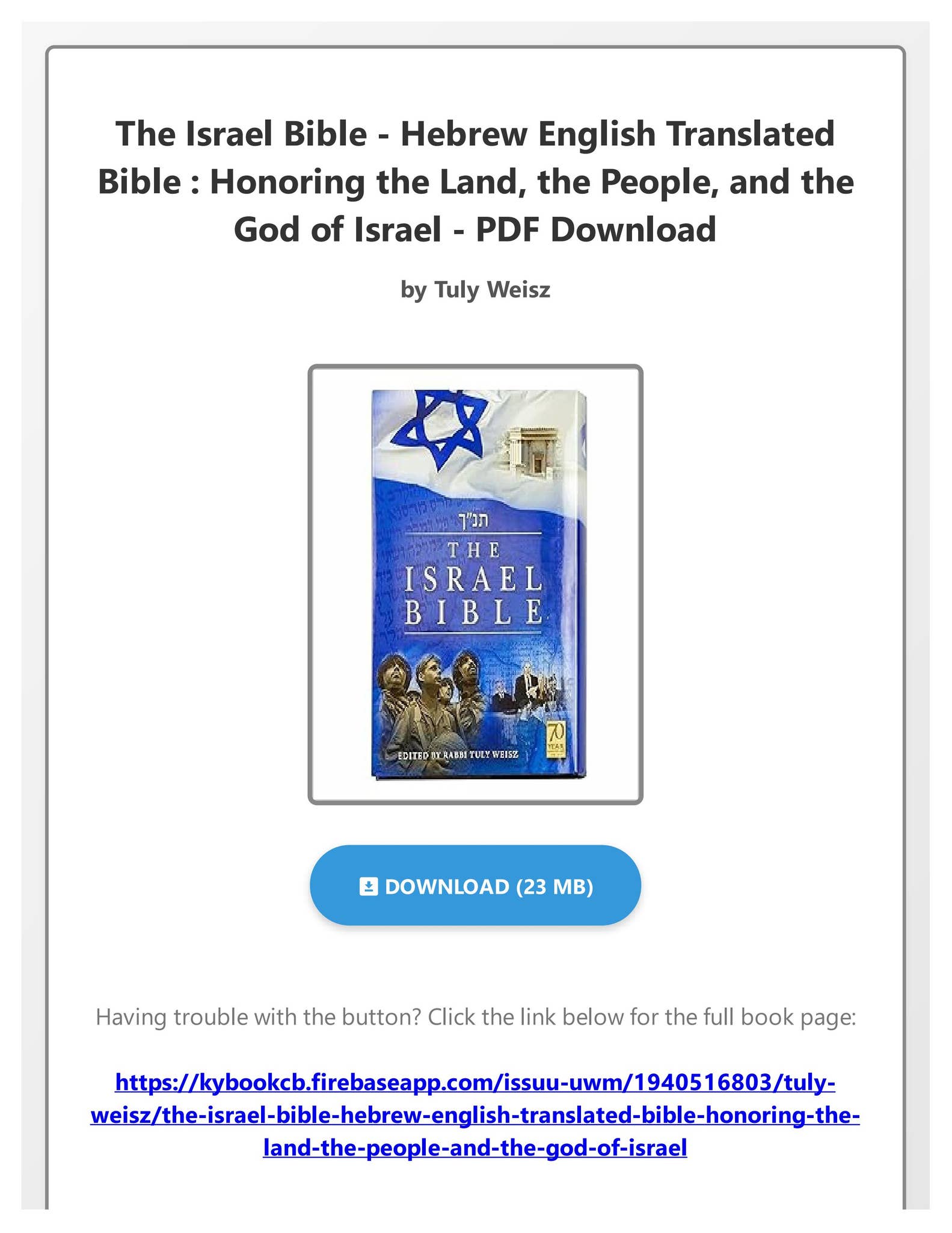 PDF The Israel Bible - Hebrew English Translated Bible