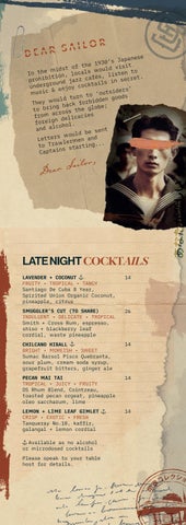 Dear Sailor Club Menu