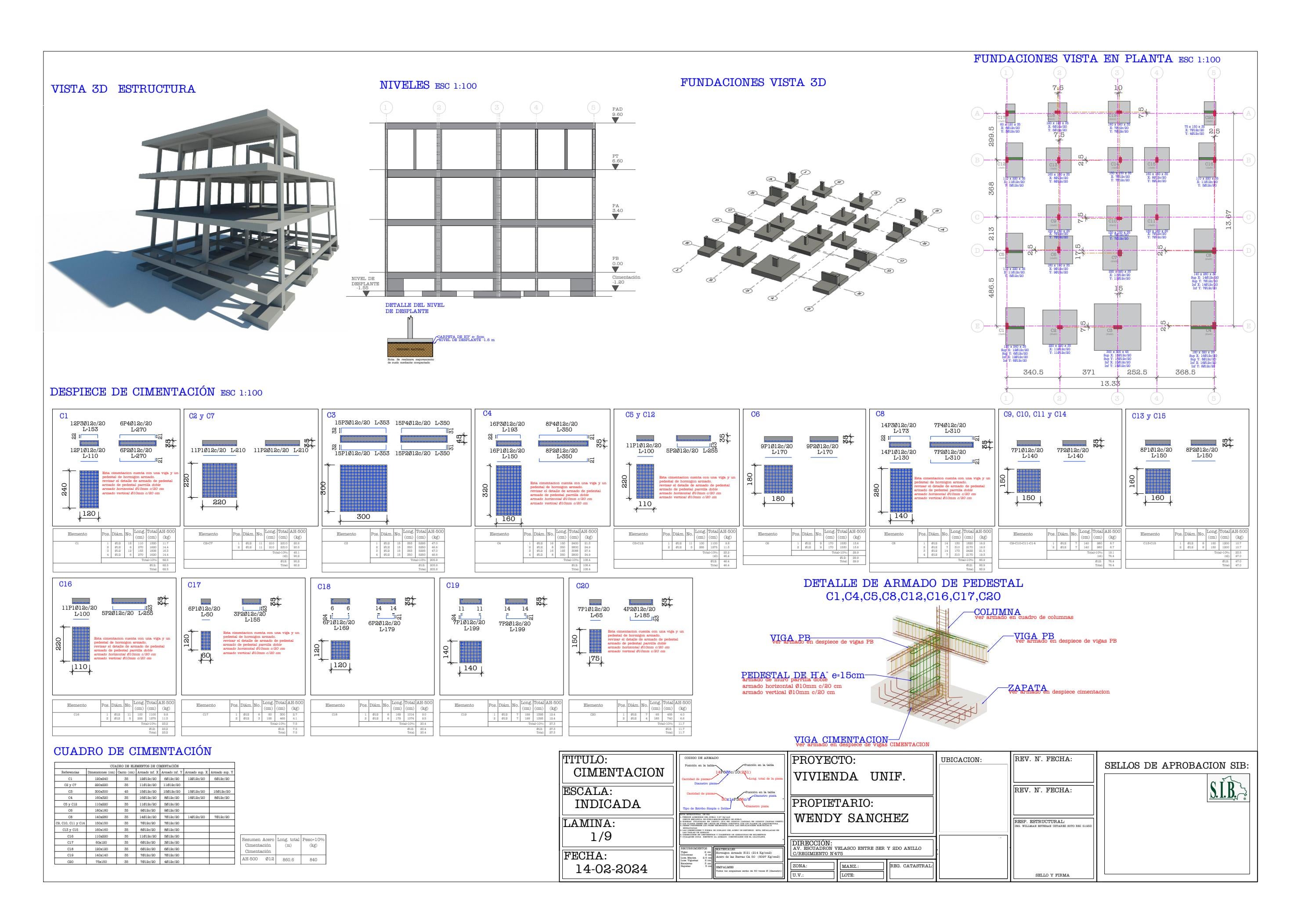 PLANOS ESTRUCTURALES VIVIENDA MULTIFAMILIAR SANCHEZ by Cristian Panozo ...
