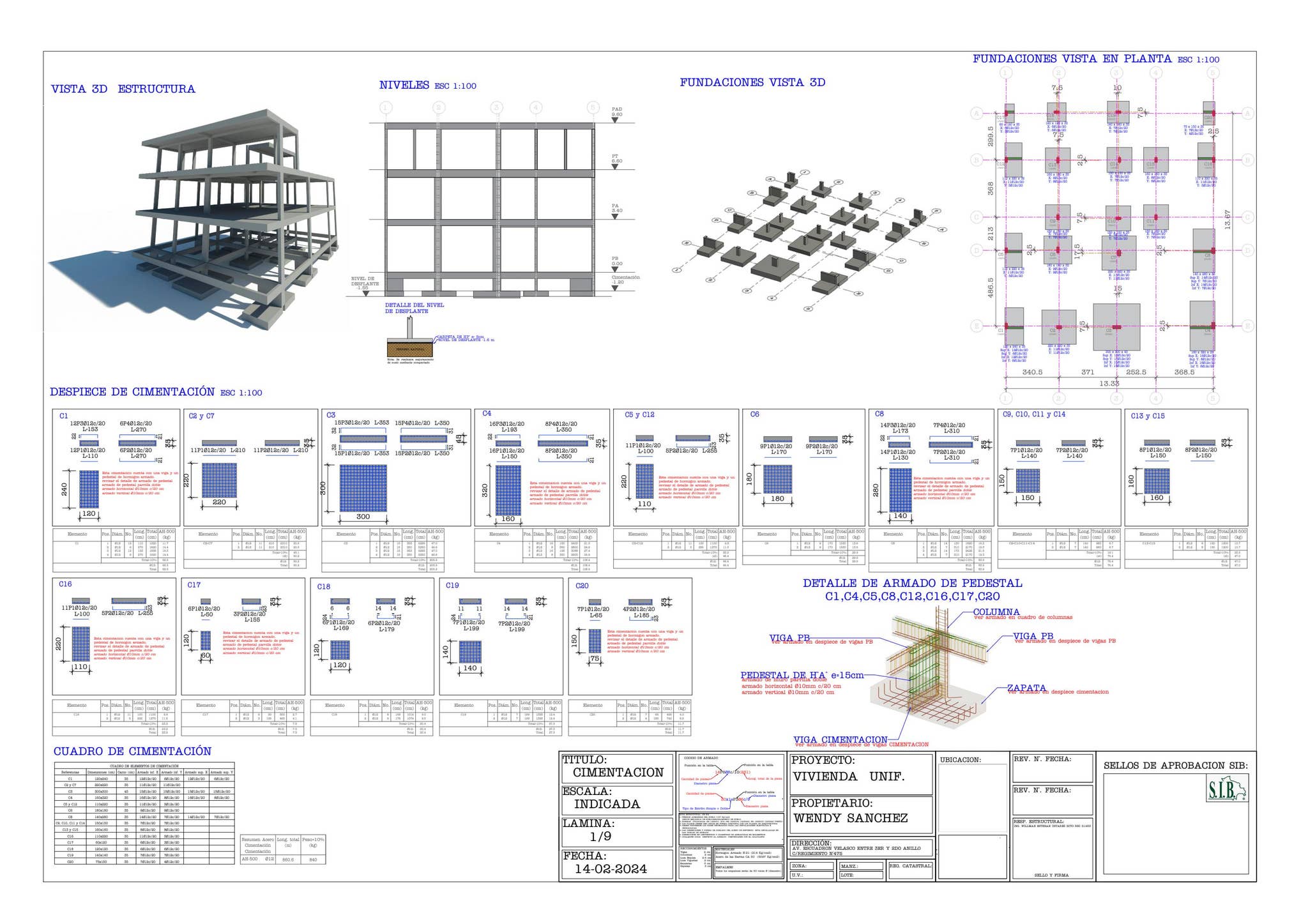 PLANOS ESTRUCTURALES VIVIENDA MULTIFAMILIAR SANCHEZ by Cristian Panozo ...