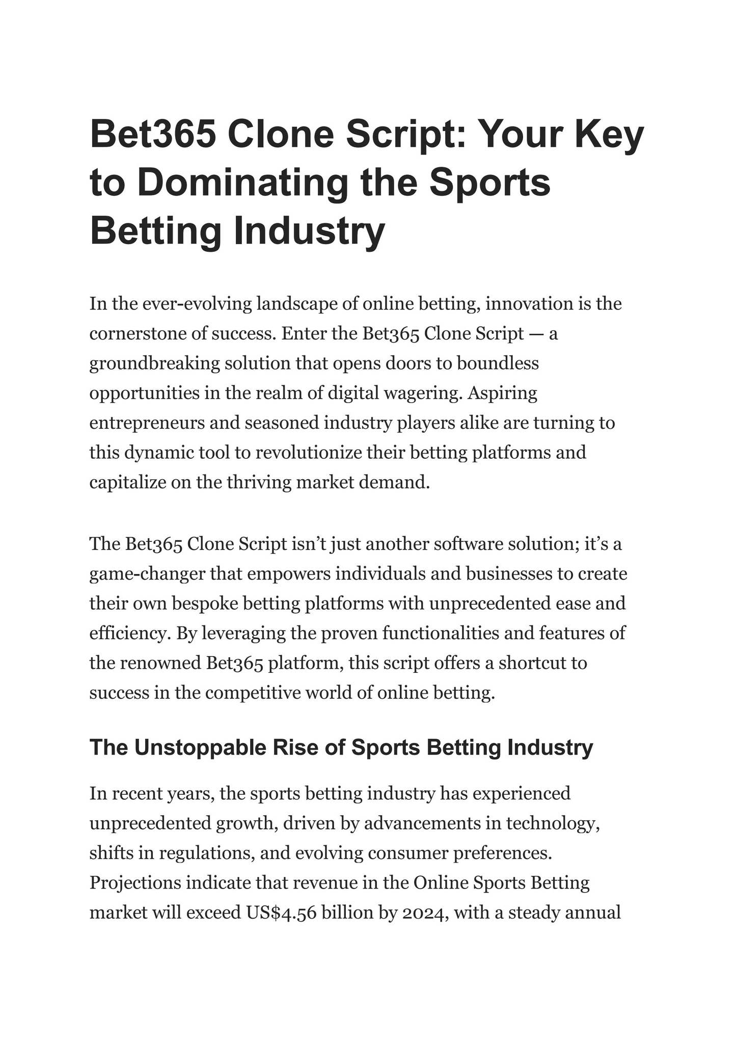 Bet365 Clone Script: Your Key to Dominating the Sports Betting Industry by  Bharathi M - Issuu