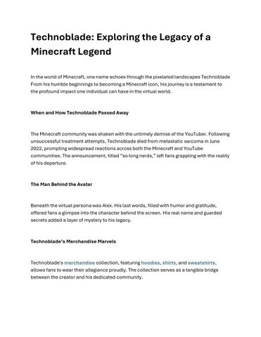  Technoblade: Exploring the Legacy of a Minecraft Legend