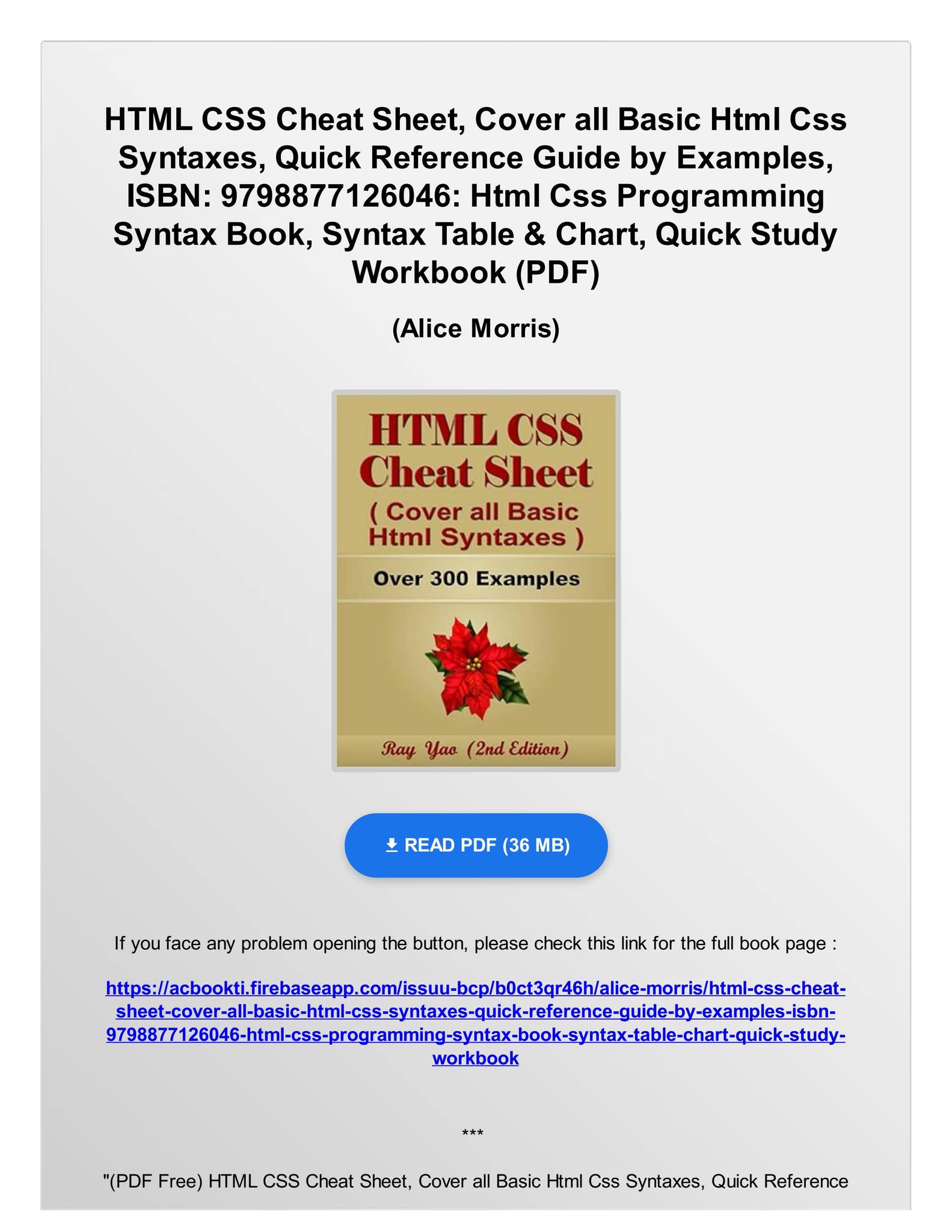 (PDF Free) HTML CSS Cheat Sheet, Cover all Basic Html Css Syntaxes ...