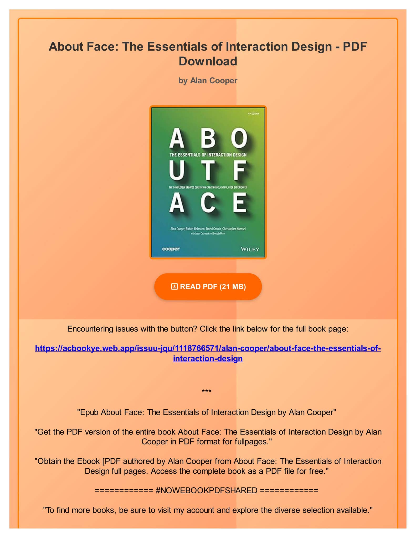 Epub About Face: The Essentials of Interaction Design by