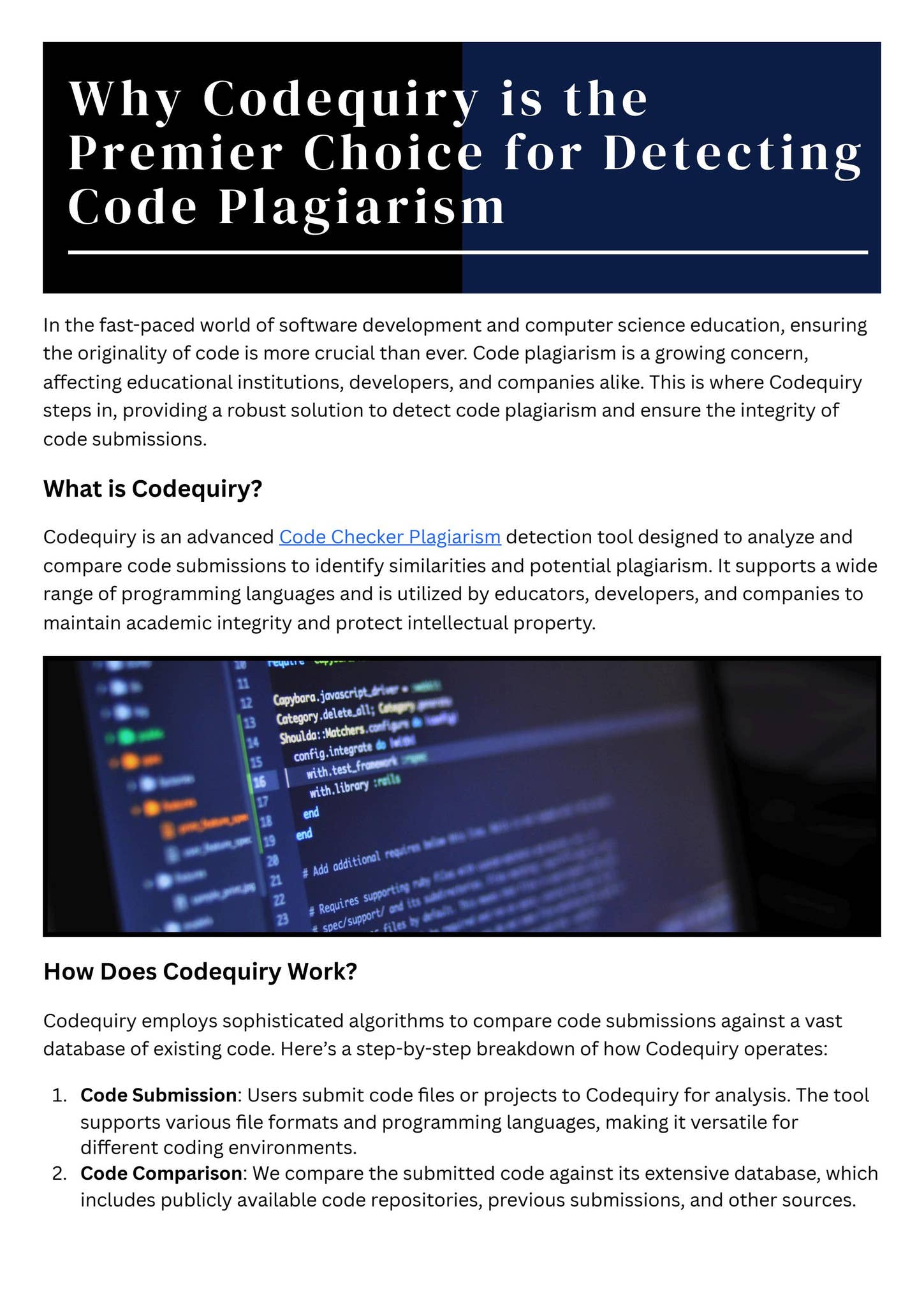 Codequiry the Premier Choice for Detecting Code Plagiarism by ...