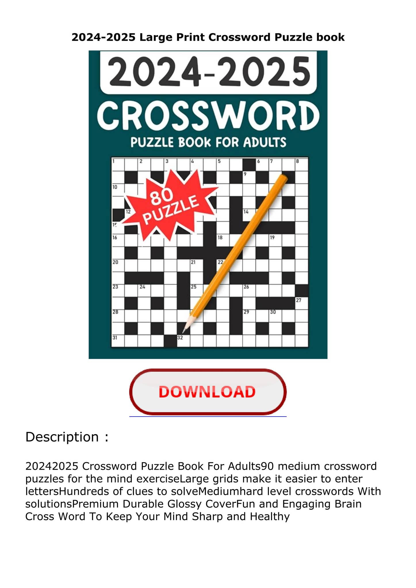 PDF 2024-2025 Large Print Crossword Puzzle book by dannyseyiewing - Issuu