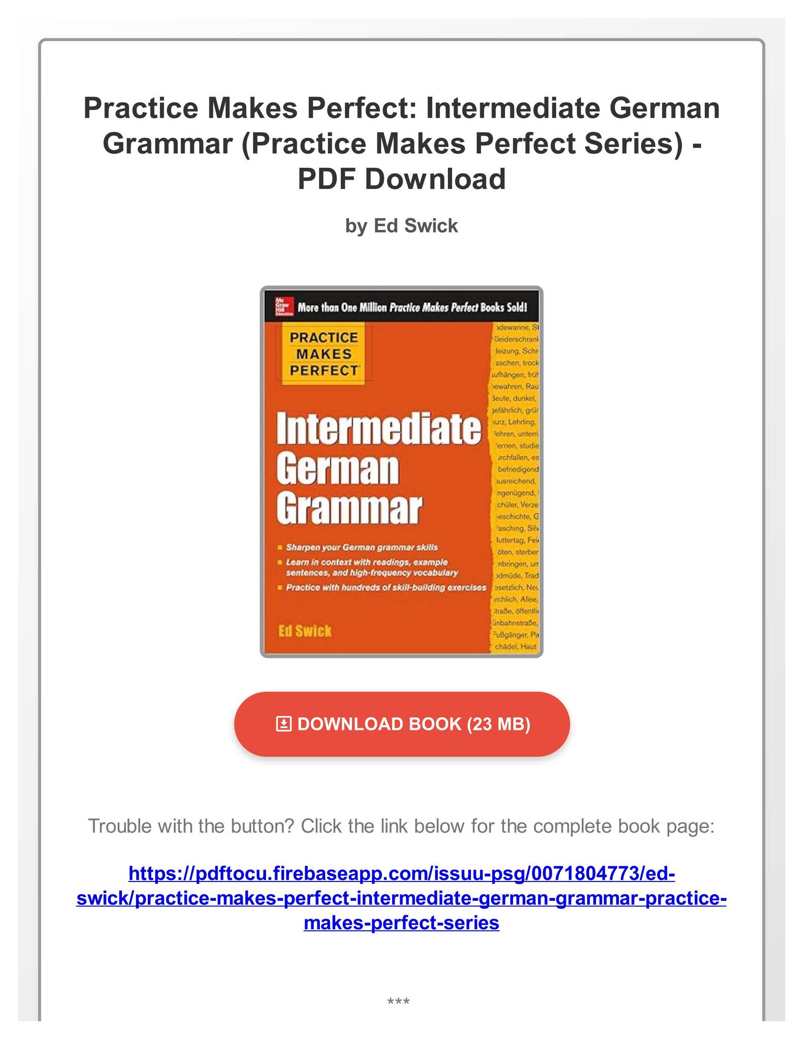 PDF Download) Practice Makes Perfect: Intermediate German