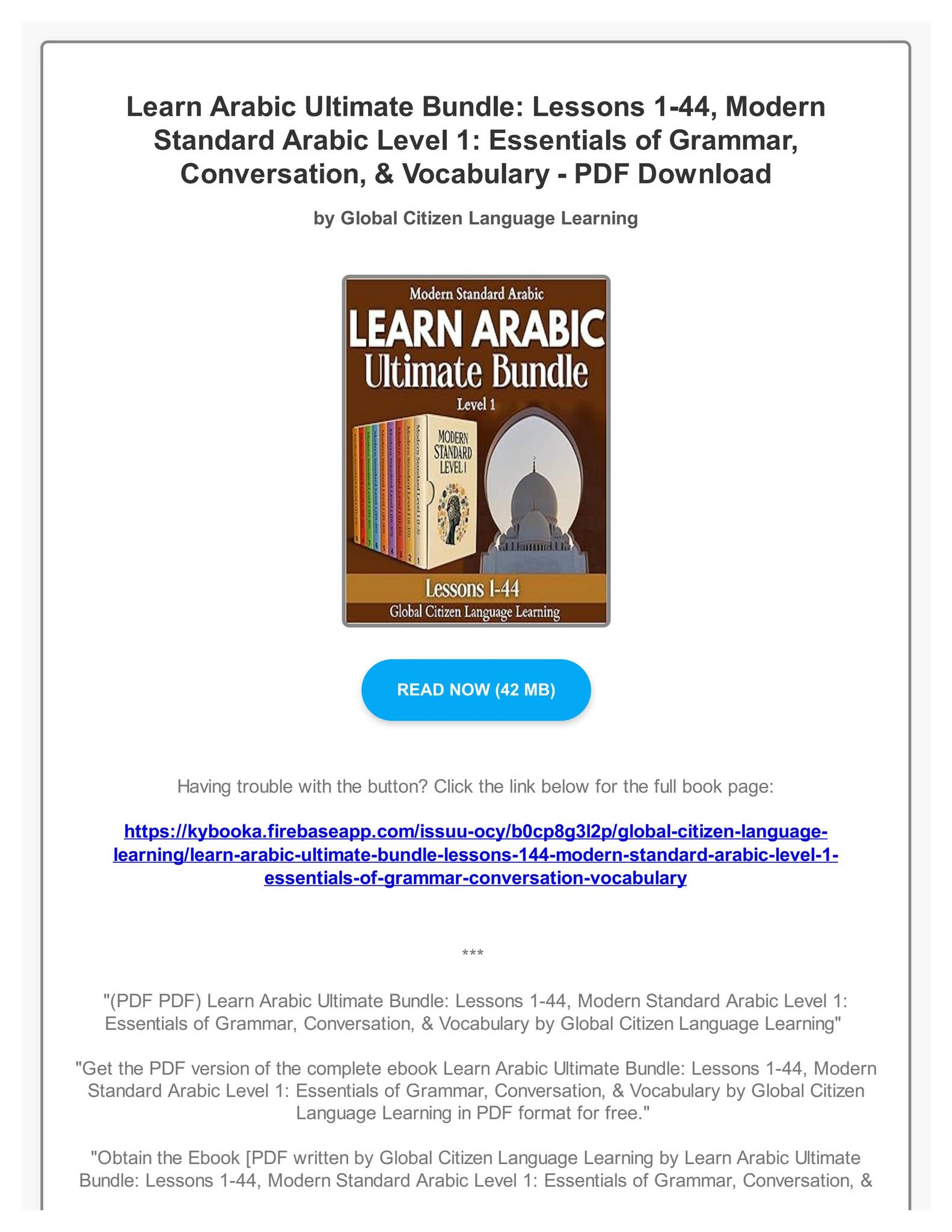 PDF PDF) Learn Arabic Ultimate Bundle: Lessons 1-44, Modern