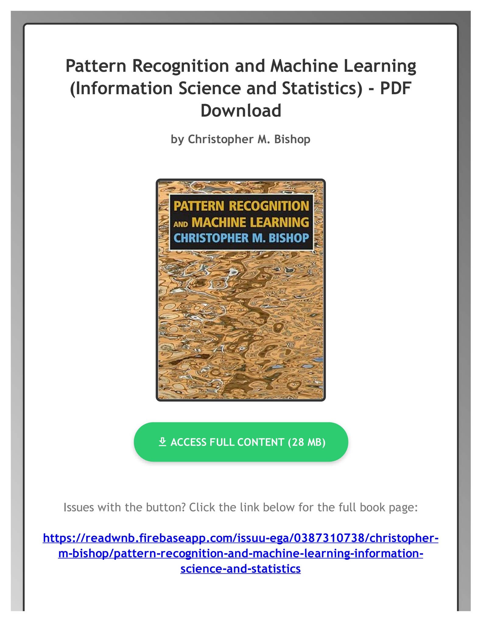 PDF Free Pattern Recognition and Machine Learning
