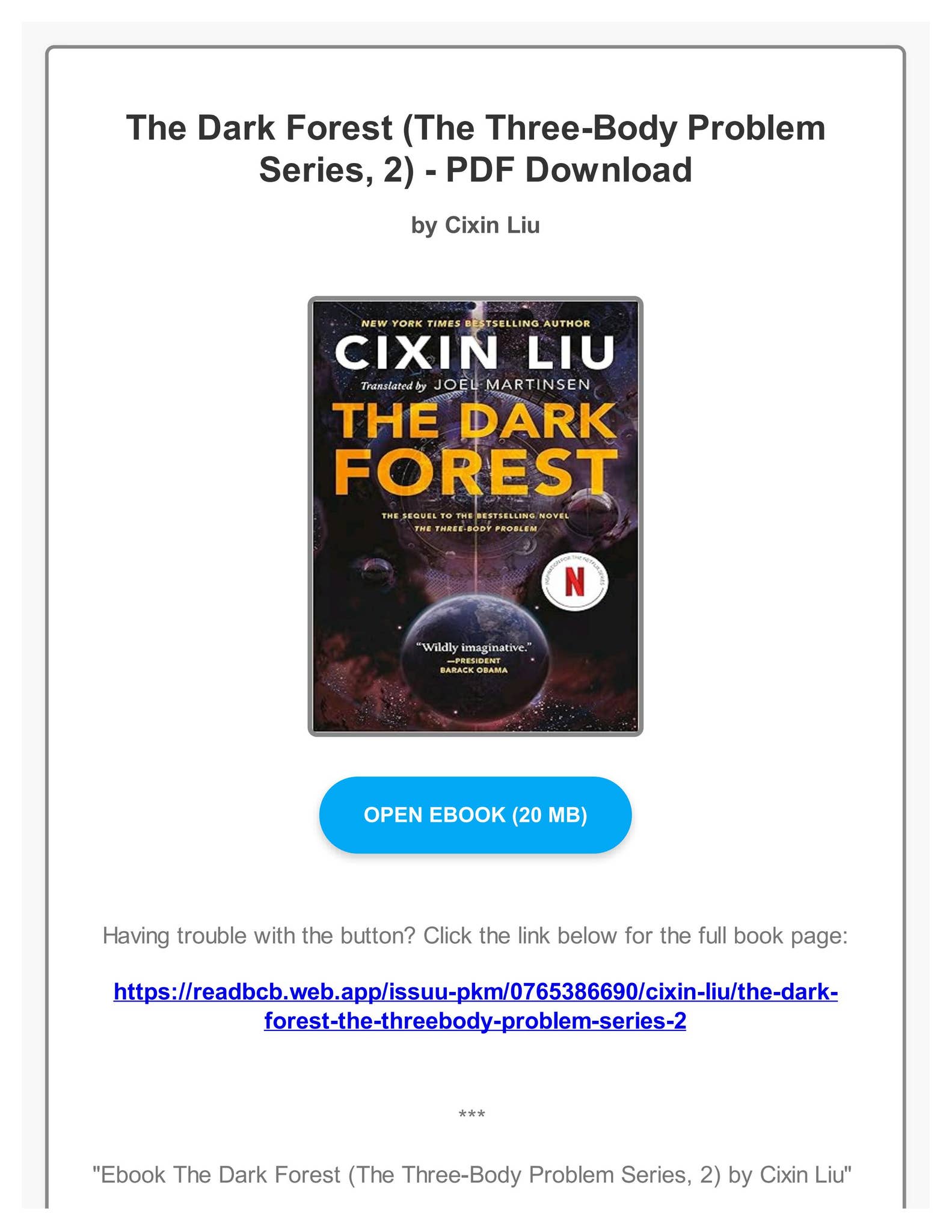 Ebook The Dark Forest (The Three-Body Problem Series, 2) by