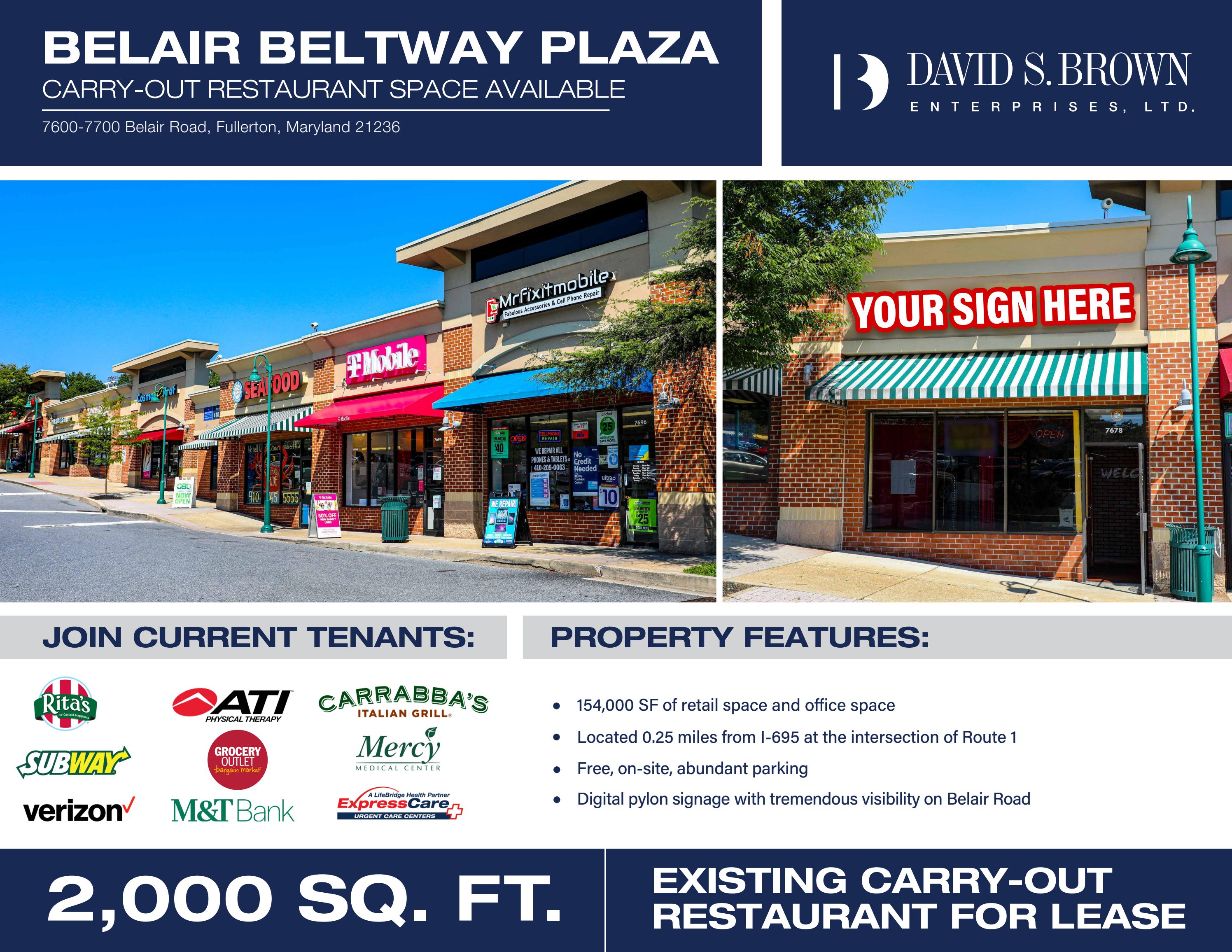 Belair Beltway CarryOut Brochure by David S. Brown Enterprises Issuu