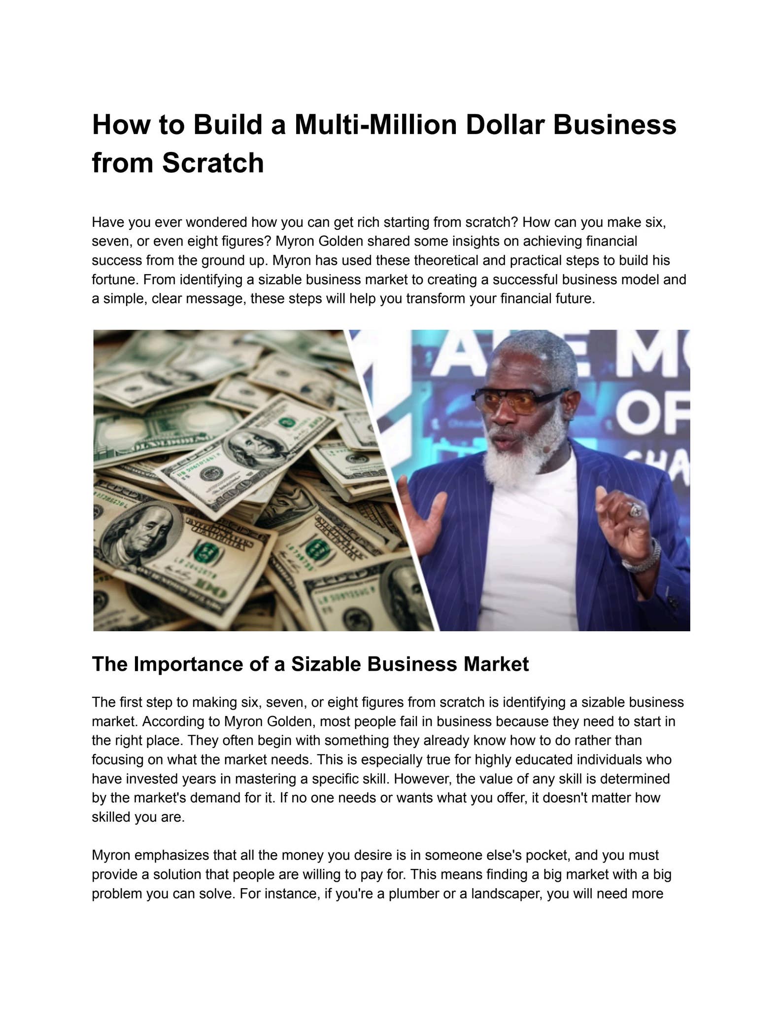 How to Build a Multi-Million Dollar Business from Scratch by Myron ...