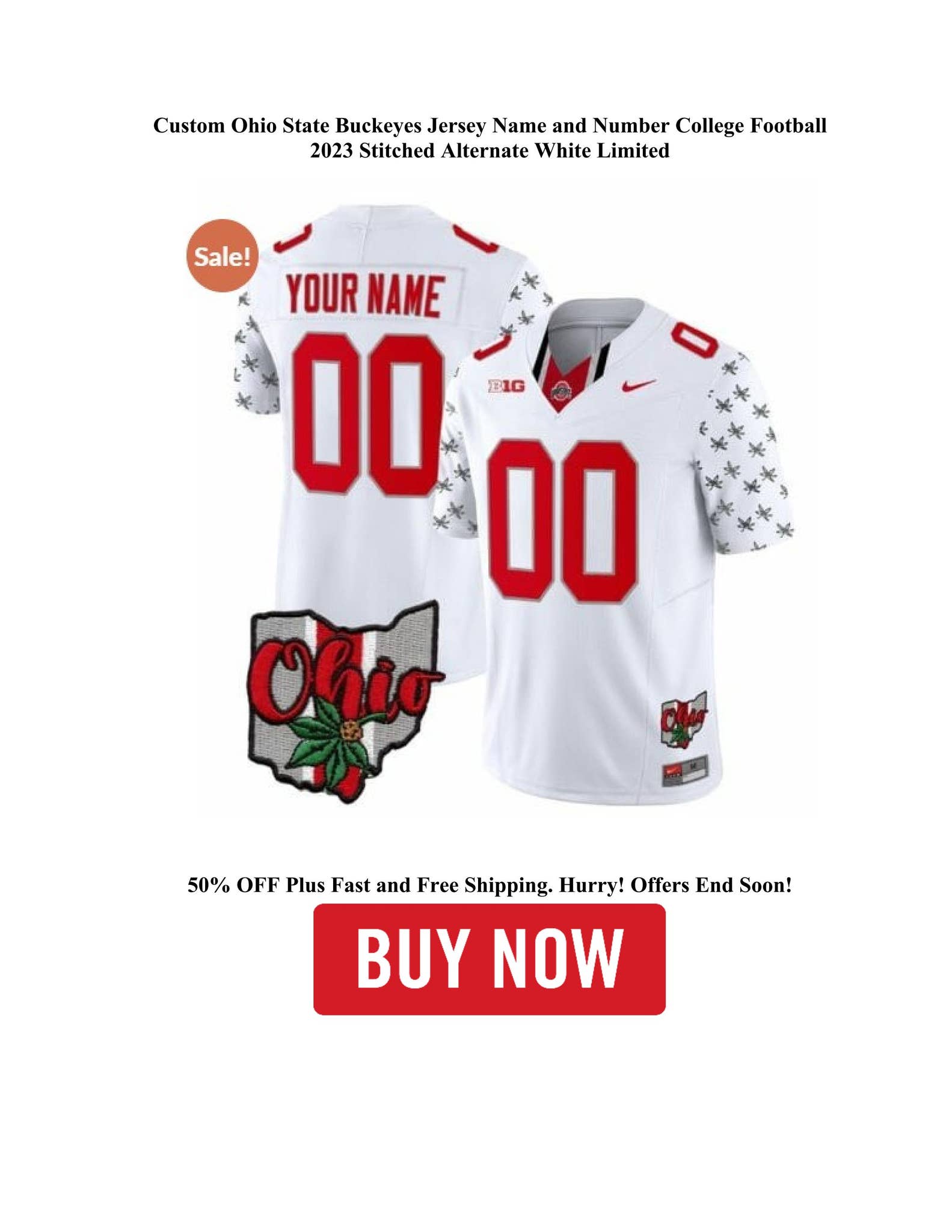 アメフト　ユニフォーム　NCAA ohiostate Ohio State Buckeyes Nike #18 Jaylen McClain Student Athlete