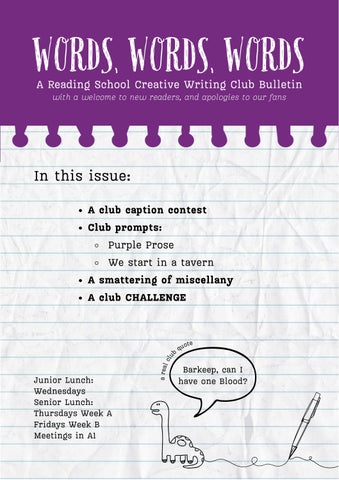 Words Words Words - A Reading School Creative Writing Club Bulletin. Issue Two.