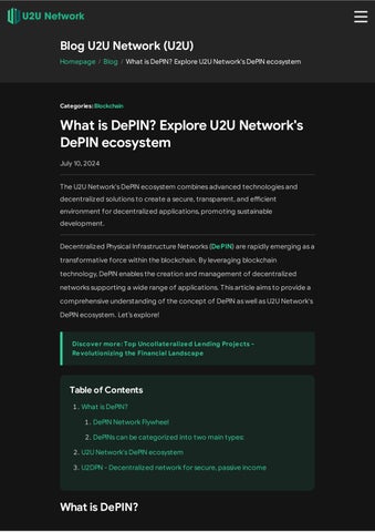 What is DePIN? Explore U2U Network's DePIN ecosystem