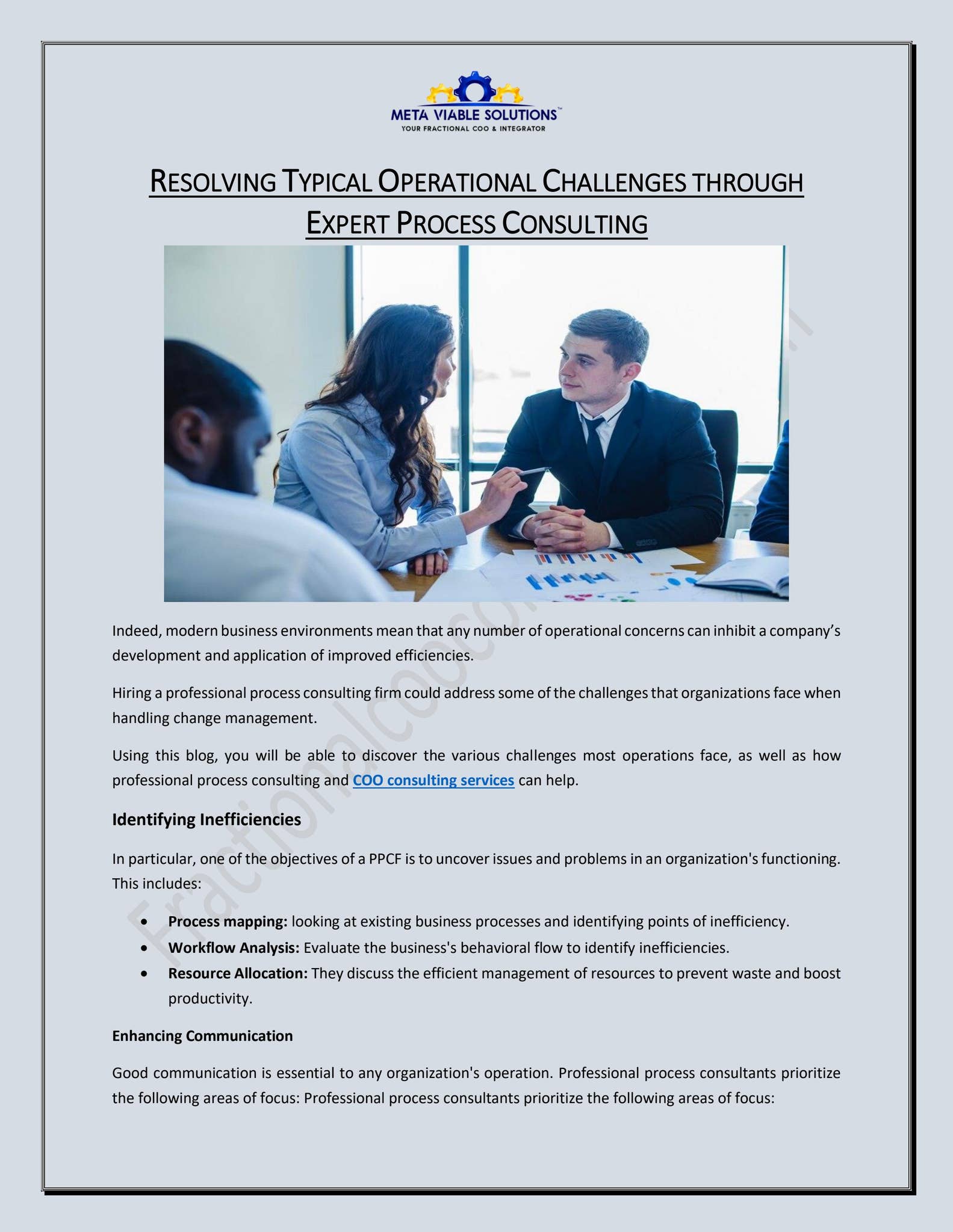 RESOLVING TYPICAL OPERATIONAL CHALLENGES THROUGH EXPERT PROCESS ...
