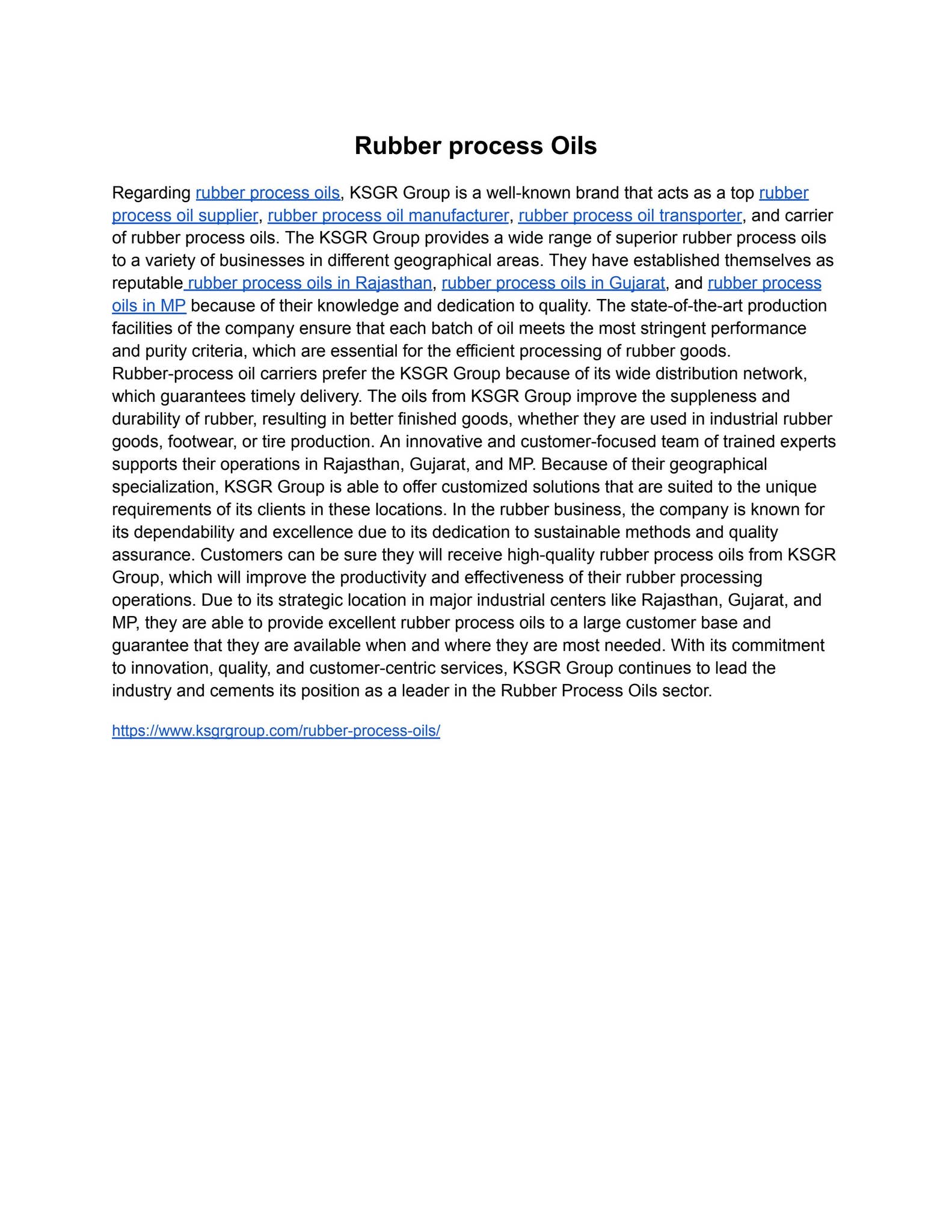 Rubber process Oils by Ksgr Group - Issuu
