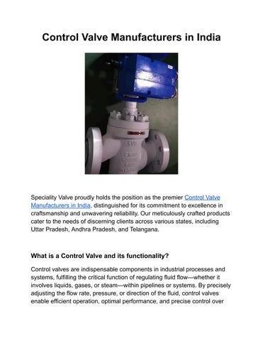 Control Valve Manufacturers in India by speciality9696 - Issuu