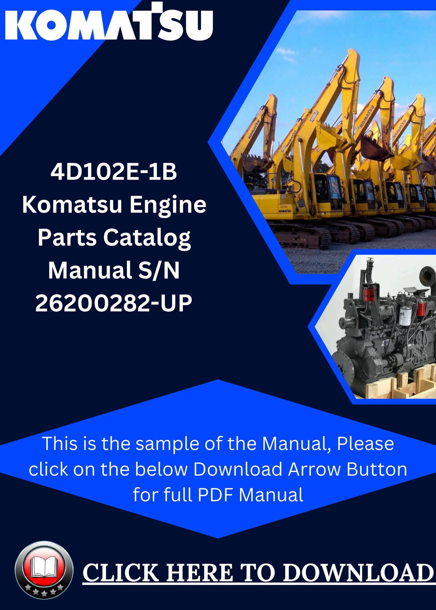 4D102E-1B Komatsu Engine Parts Catalog Manual S/N 26200282