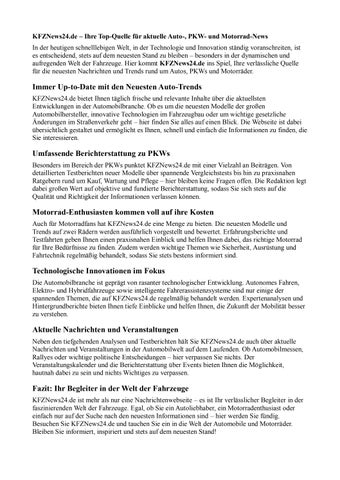 KFZnews24 aktuelle und faszinierende Trends aus der Automobilwelt