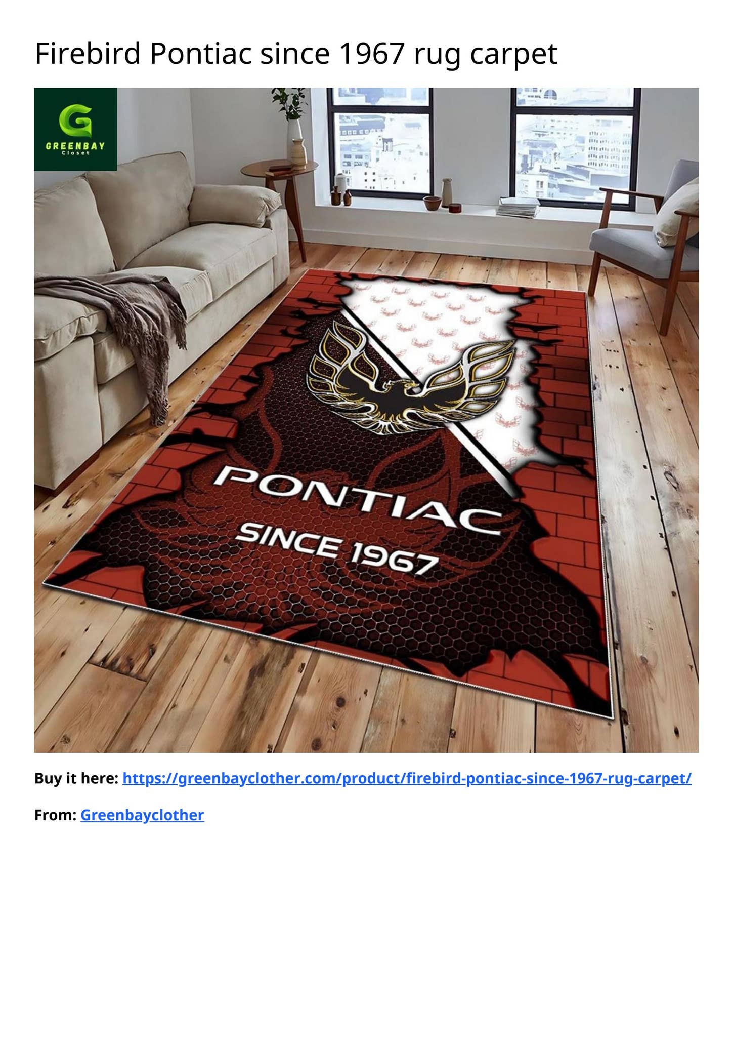 Pontiac Rug Firebird Pontiac since 1967 rug carpet by Tonytees Store - Issuu