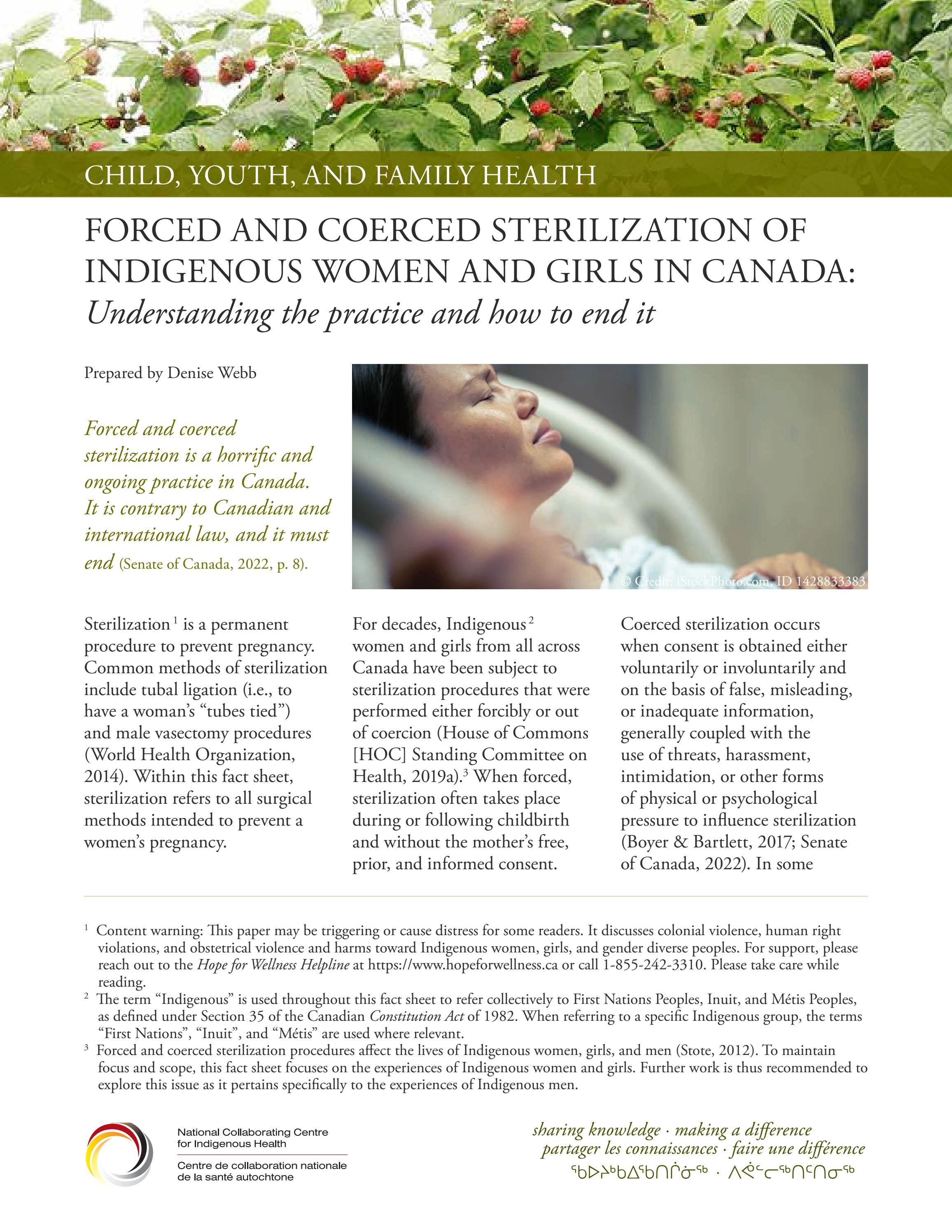 Forced and coerced sterilization of Indigenous women and girls in ...