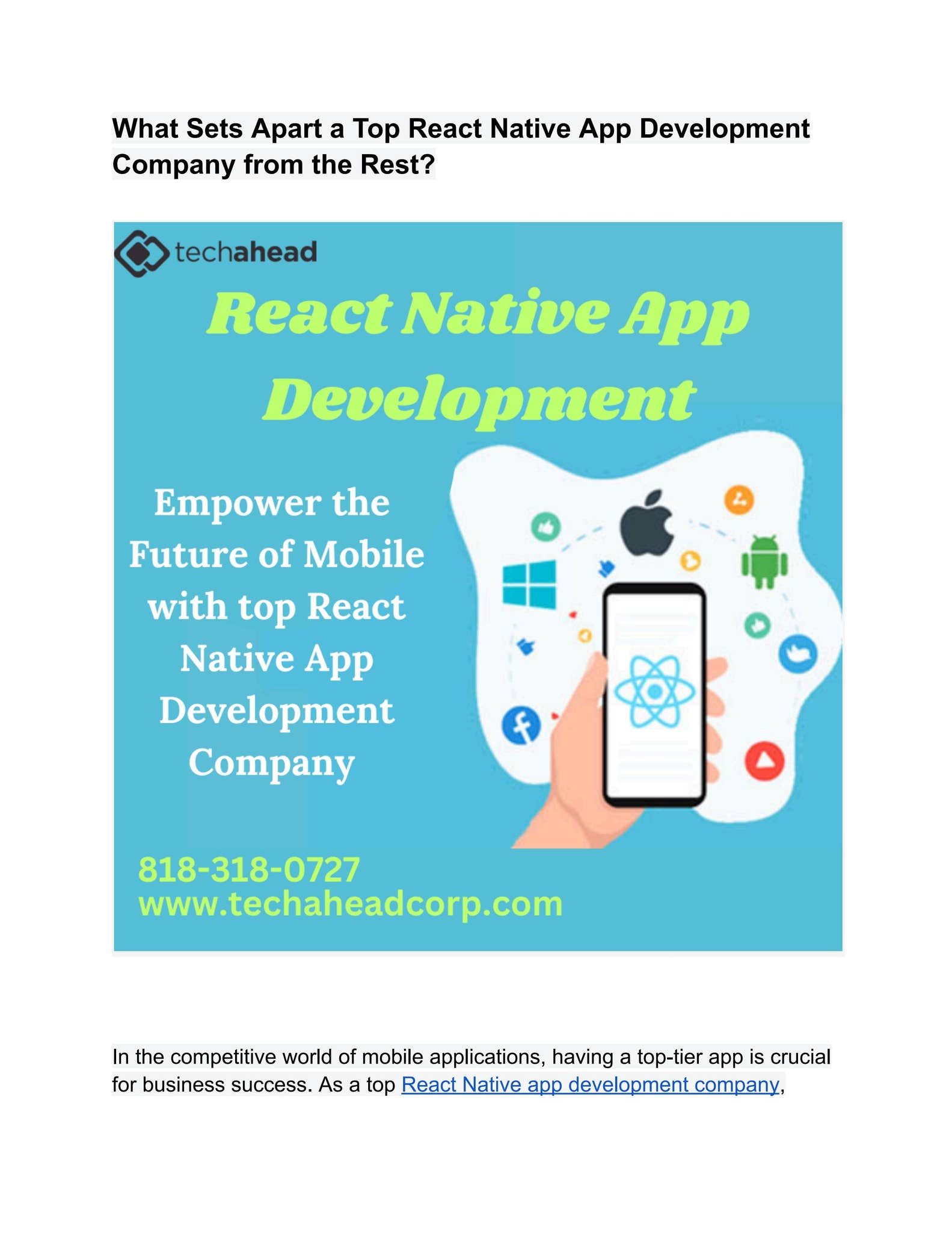 Top-rated React Native App Development Company by techahead24 - Issuu