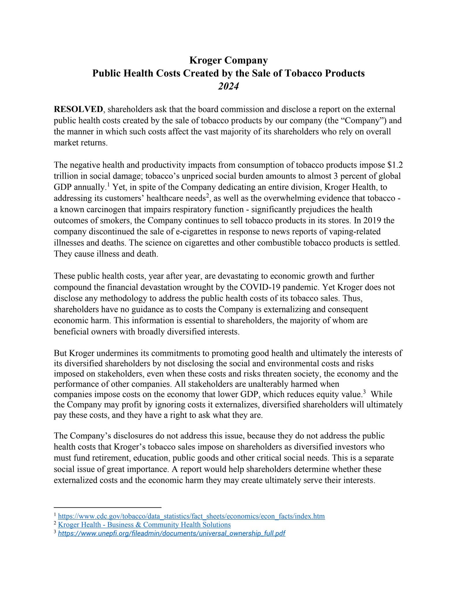 2024 Kroger - Public Health Cost of Sale of Tobacco by Intercommunity Peace  & Justice Center