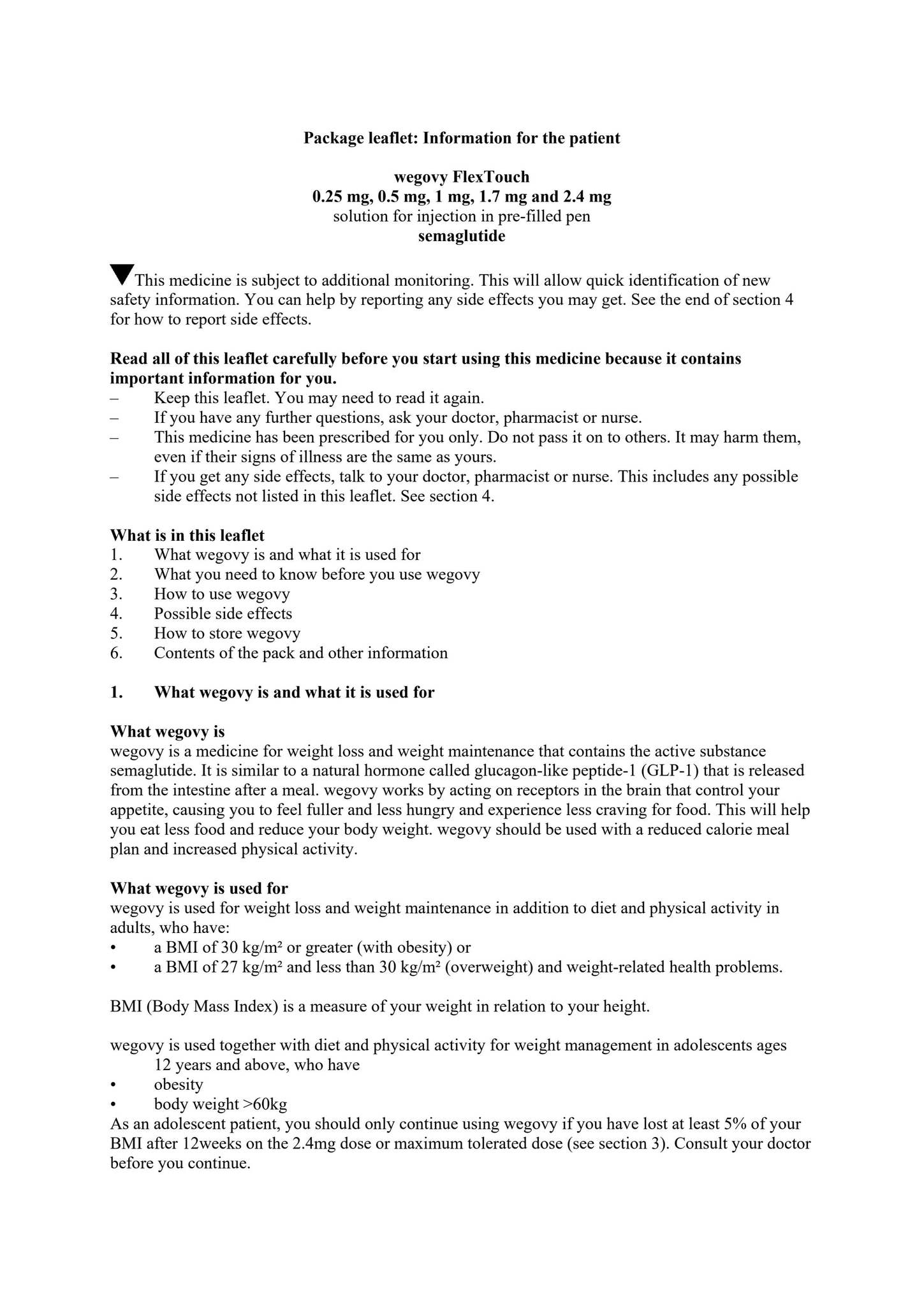Wegovy Information Leaflet by The Slimming Clinic