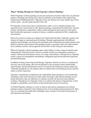 "Healing Through Art: Nichol Vagrosky's Abstract Paintings''