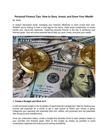 Personal Finance Tips: How to Save, Invest, and Grow Your Wealth by ...