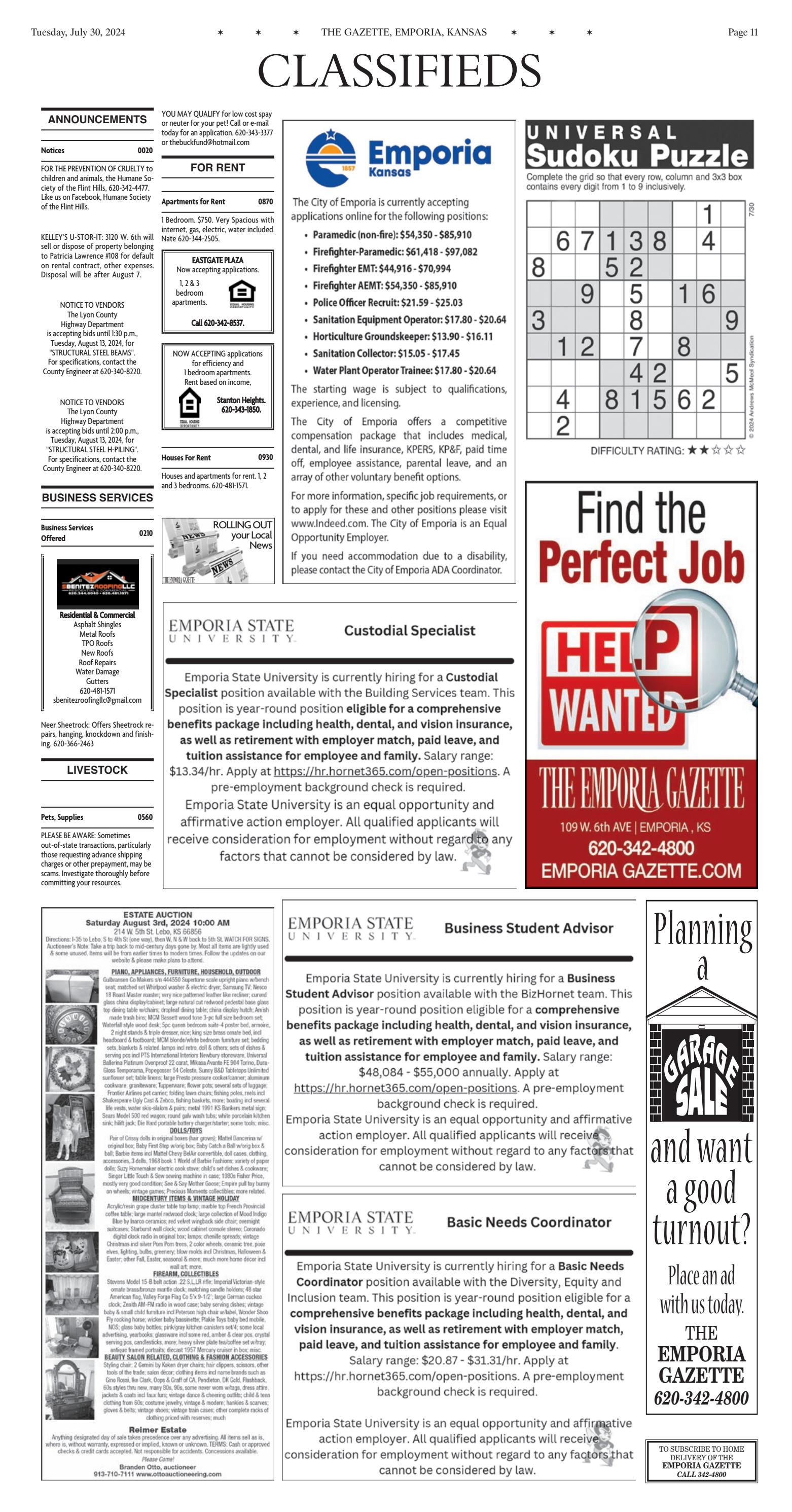 Classifieds by The Emporia Gazette Issuu